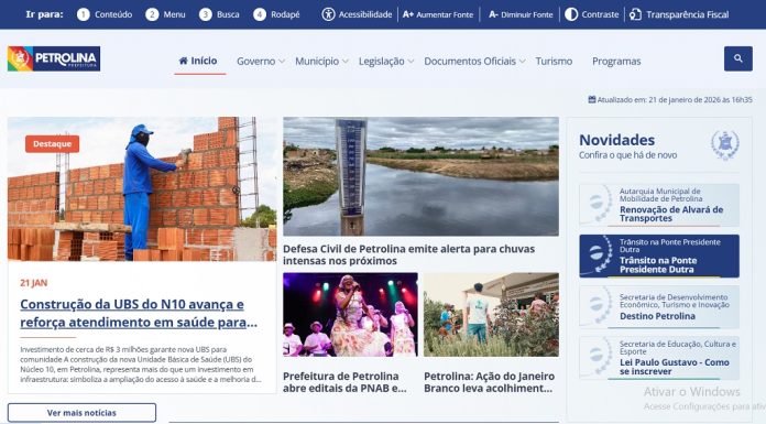 Prefeitura de Petrolina alerta população sobre o site oficial do município