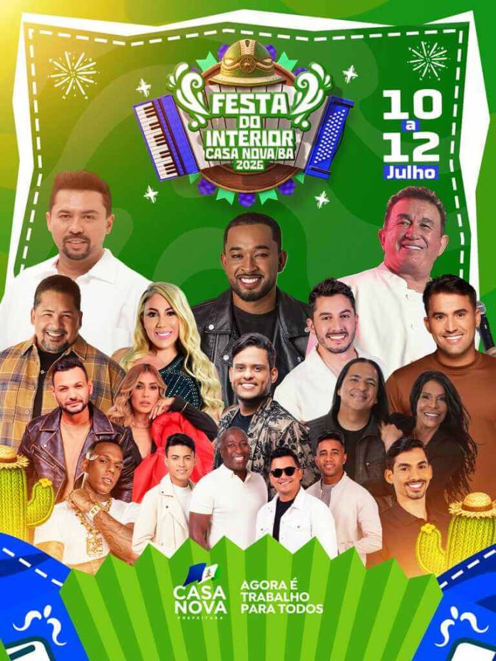 De 10 a 12 de julho, Festa do Interior 2026 De 10 a 12 de julho, Festa do Interior 2026 promete entrar para a história com grandes atrações e valorização da cultura de Casa Nova